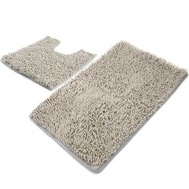 De chenilla antideslizante lavable alfombras de baño conjunto