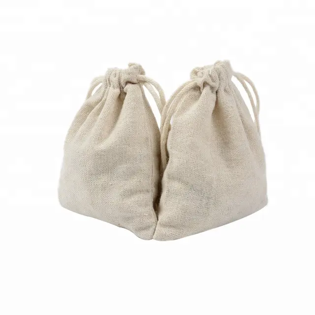 Bolsa lisa de lino y algodón con cordón, bolsita de té y arroz, embalaje de bolsas de lino, 9x12cm
