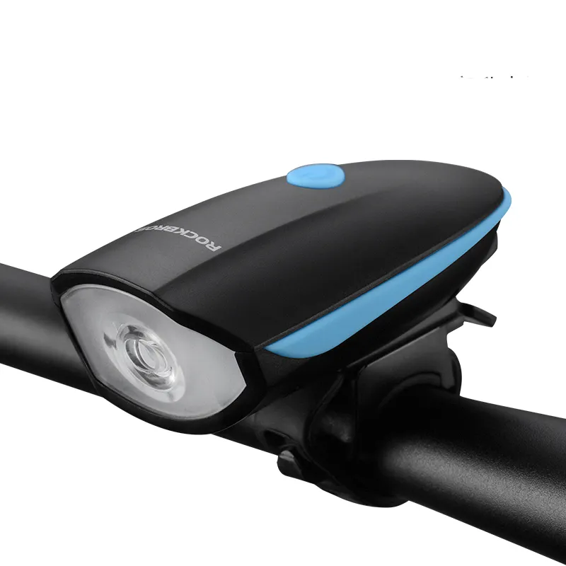 ROCKBROS Bel Sepeda Elektrik Anti Air, Bel Klakson Elektrik Sepeda LED, Lampu Depan Sepeda Isi Ulang Daya USB 2 Dalam 1