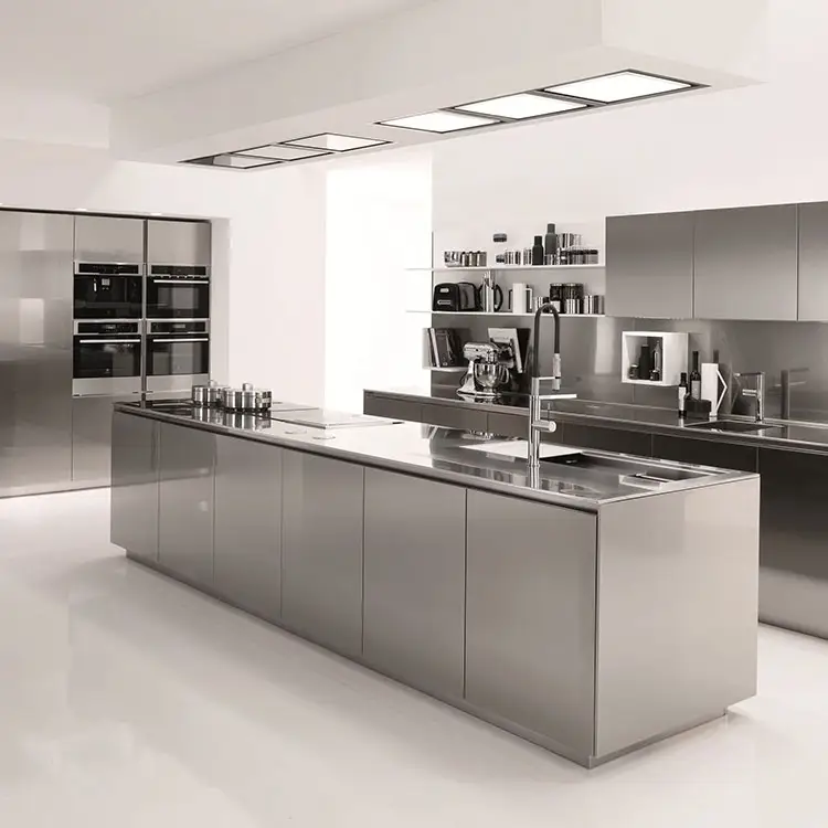 Armadio da cucina moderno in acciaio inossidabile impermeabile design in alluminio