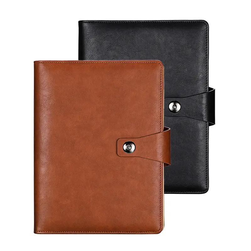 Ufficio affari in pelle notebook hard cover con tasche loose-leaf legante planner journal notebook