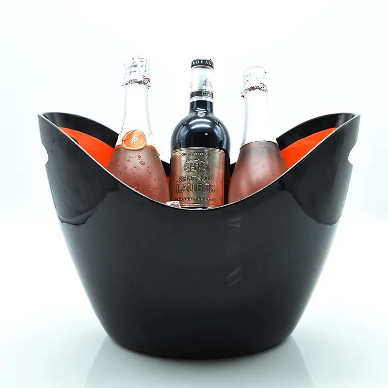 Large durable acrylic round wine bucket cooler with handle