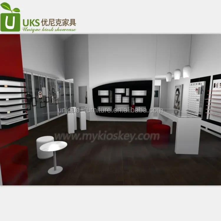 Colore bianco e rosso contatore negozio di design e negozio di ottica ottico display cremagliera in vendita