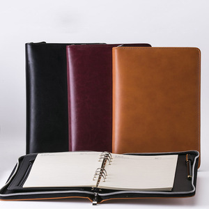 Bolsa de cuaderno con cremallera de hoja suelta, cuaderno personalizado a5a6, Bloc de notas portátil, calculadora de cuero de imitación, lino, diario, planificador de día