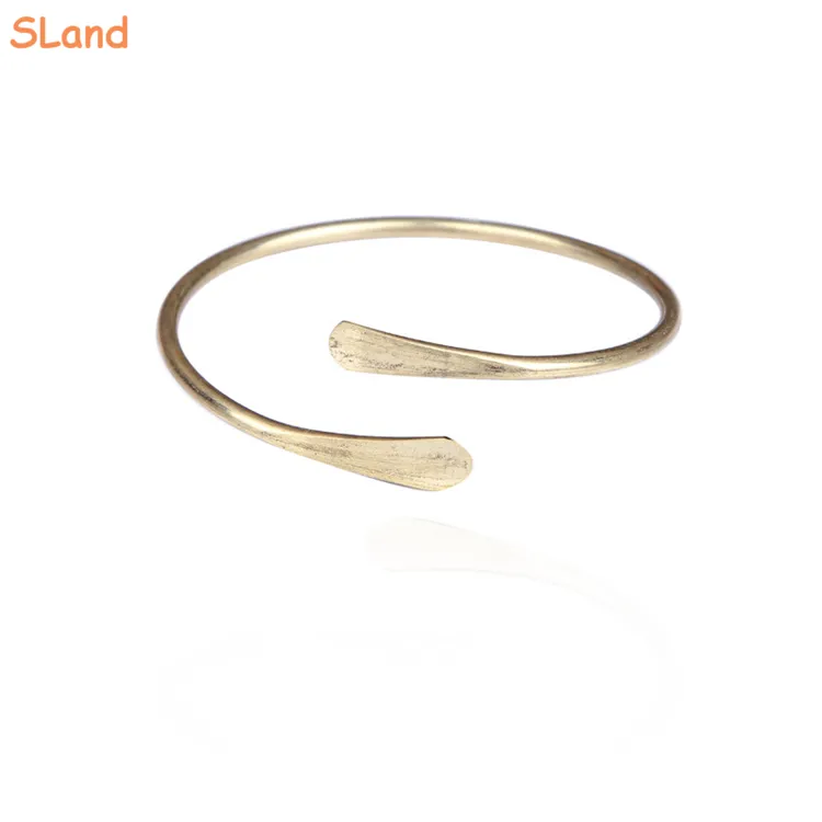 SLand Produttore di Gioielli a buon mercato all'ingrosso raw brass bangle bracciali per le donne da polso regolabile del polsino con tv end