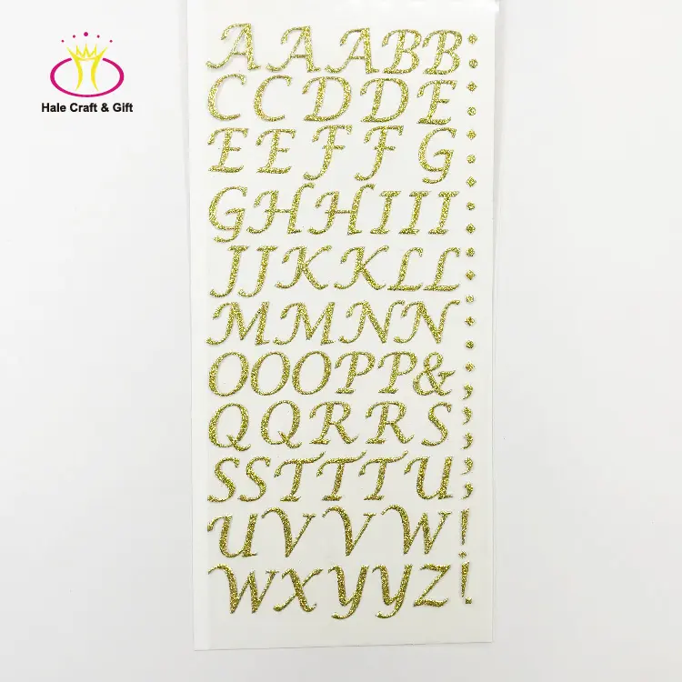 Adhésif pailleté d'alphabet en vinyle coloré, argenté ou doré, Mini-autocollant découpé avec lettres, 1 pièce