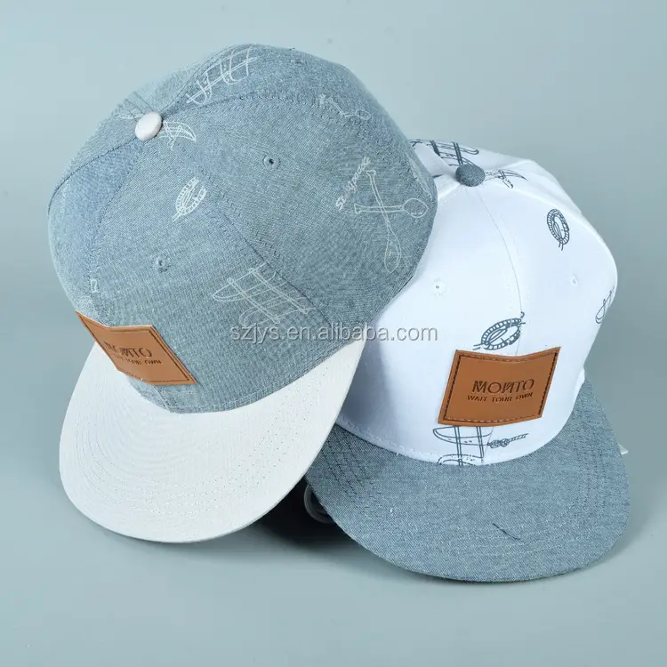 공장 가격 snapback 모자, 가죽 헝겊 조각을 가진 편평한 테두리 unstructured 6 위원회 모자