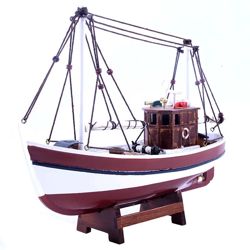 אורך 32 cm גבוהה באיכות שרימפס סירת עם עץ דיג סירת דגם רשתות YL014D