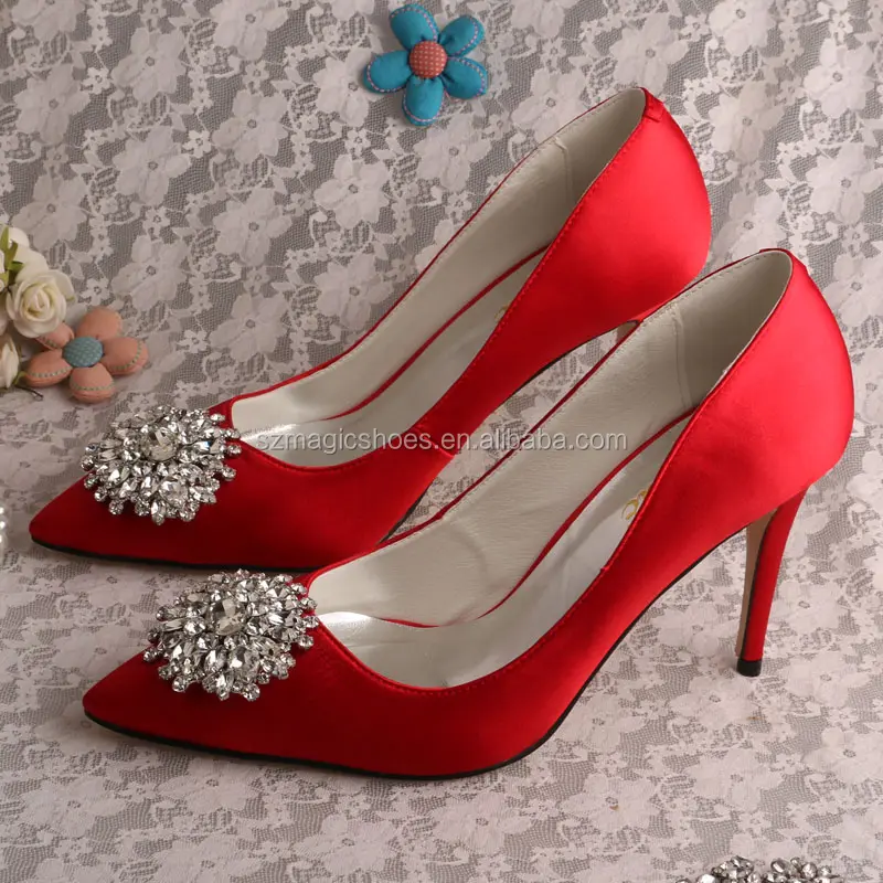 Rojo puntiagudo dedo del pie zapatos de mujer zapatos para fiesta de boda