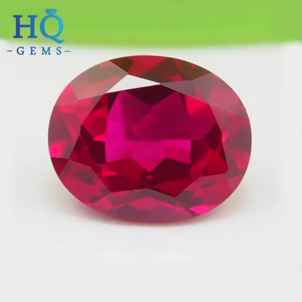Wuzhou HQ GEMS 6A qualità corindone sintetico a forma ovale rubino artificiale gemma rubino