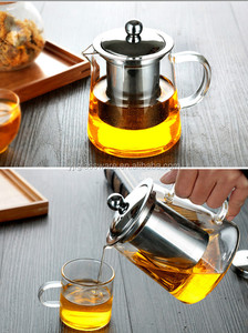 热销吹口可用不同尺寸耐热玻璃茶壶硼硅酸盐玻璃茶壶