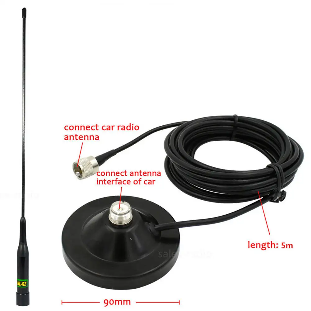 NL-R2 VHF/UHF Antenler + Mobil Araç Manyetik 5 m RG58 Koaksiyel Kablo