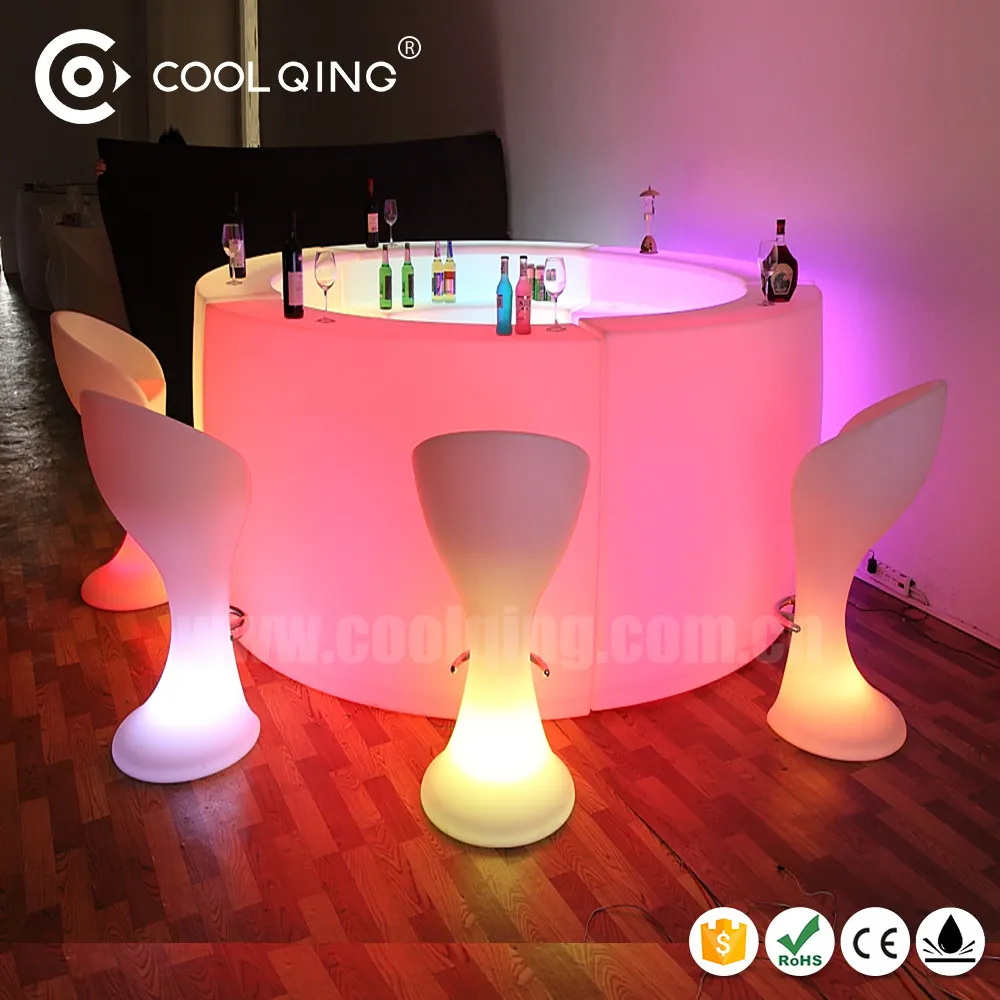 Coolqing Luminous Bar Counter Furniture Lighting Bar Table Wine Barrel Bar Table