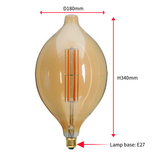 220VE27ラージヴィンテージ<span class=keywords><strong>LED</strong></span>スパイラルフィラメント電球BT1804Wゴールデンガラス装飾<span class=keywords><strong>LED</strong></span>エジソン電球ビッグサイズペア電球
