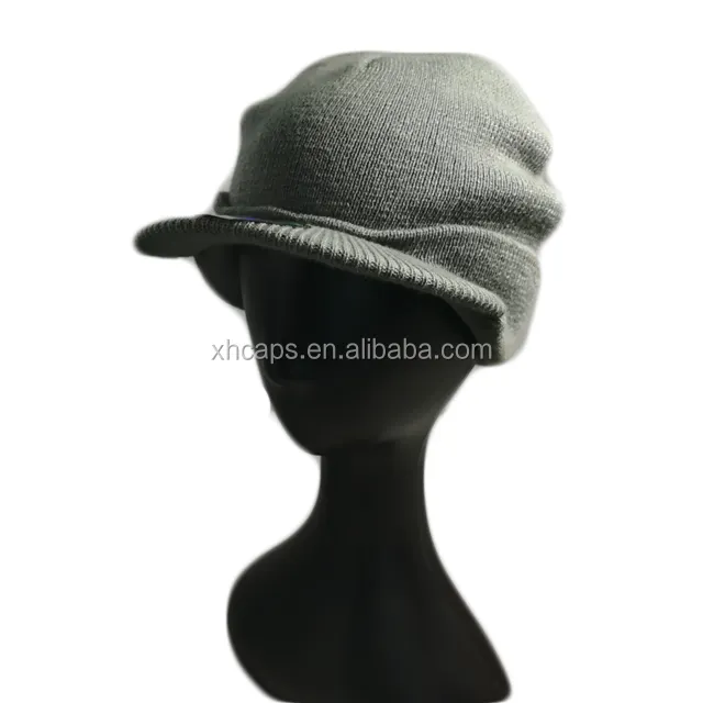 Gorro cálido personalizado, gorro de invierno de esquí de punto de ganchillo con visera