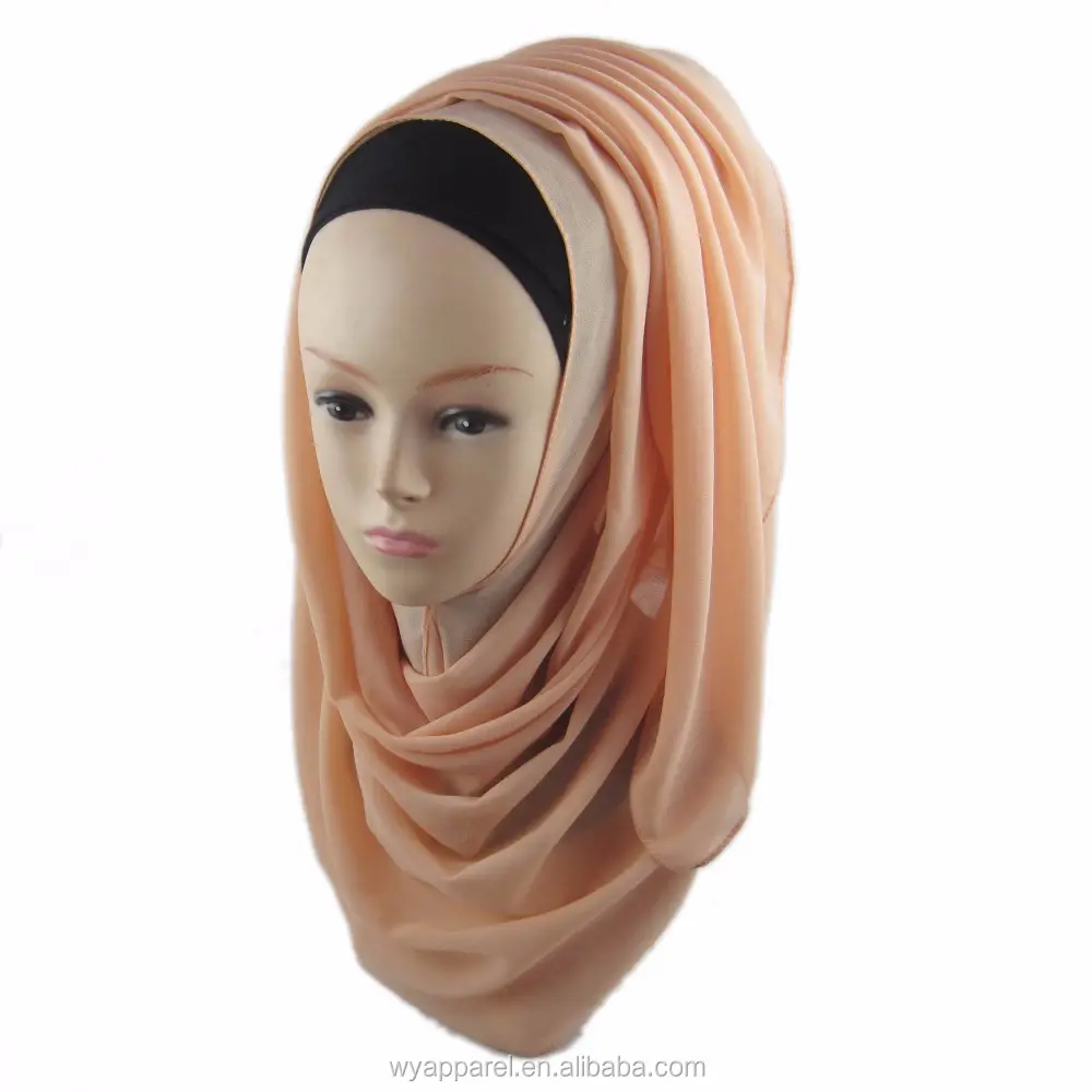 Yiwu factory supply hot selling Plain solid Color thick pear chiffon not through chiffon hijab