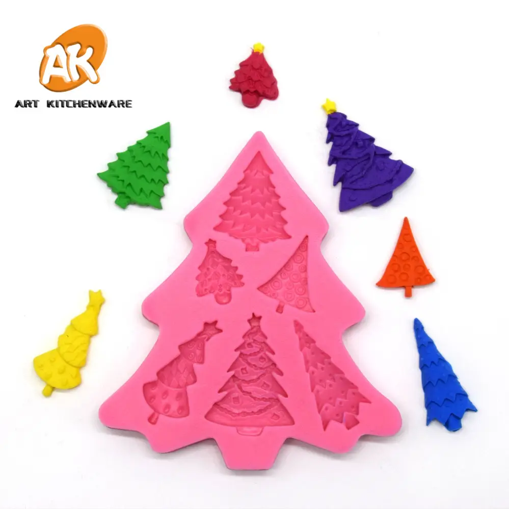 AK-molde de silicona 3D para árbol de Navidad, suministros de decoración de pasteles, molde de dulces artesanal para panadería, utensilios para hornear