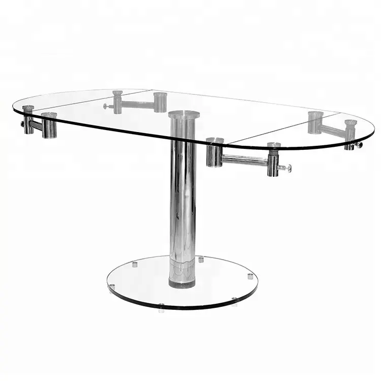 Mesas de jantar de vidro Oval com função expansível e extensível