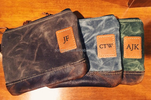 Waxed Canvas Zippered Golf Valuables Field <strong>Pouch</strong> in Monogrammed - Product Image 4