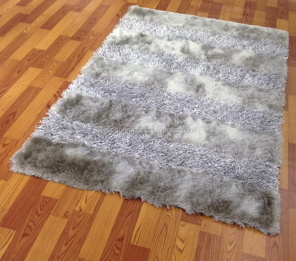 High Quality Silver color Table Tufted 100%Polyester Shaggy Rugs for Living room