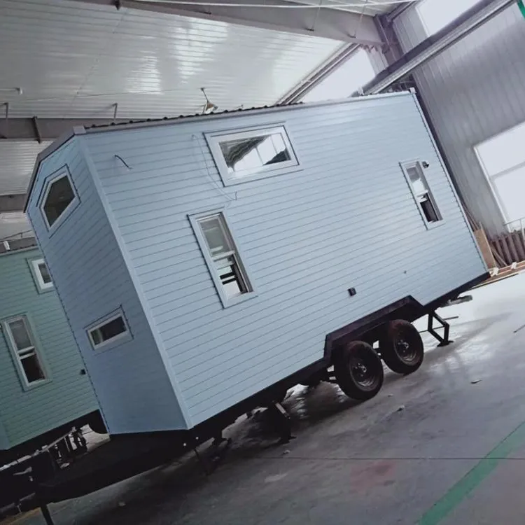 Casa de viagem reboque portátil modular madeira minúsculo casa em rodas no kit