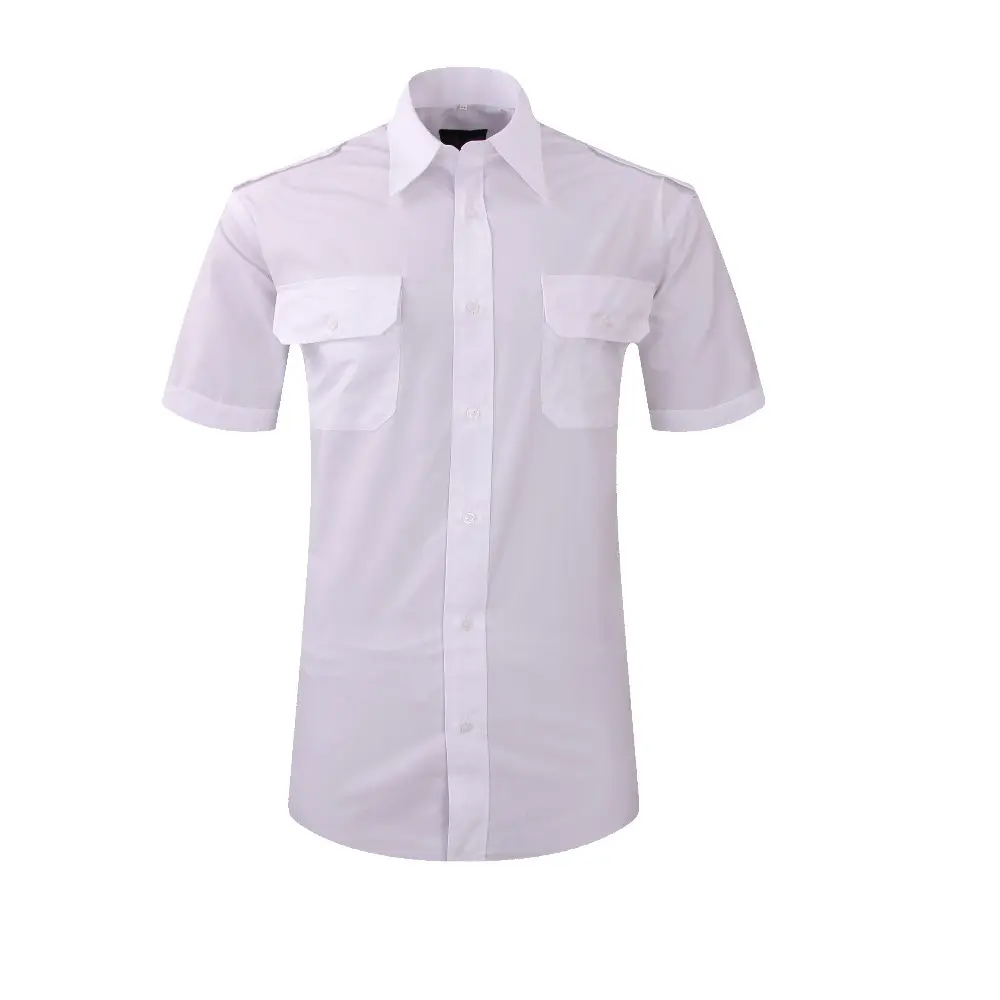 Herren hemd mit Schulter klappen Fly Front Smoking Cargo Designer Pilot Flug kleid Attendant Shirt für Herren gewebt