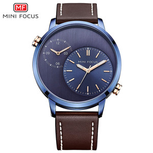 商务中国工厂 Aliexpress 畅销男士蓝色手表真皮日历两机芯命名迷你焦点品牌