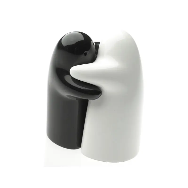 Bianco Nero Abbraccio di Sale di Ceramica e Pepe Shaker