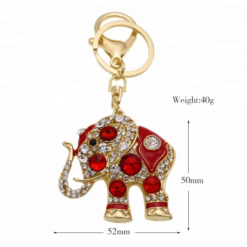 Portachiavi promozionale a forma di elefante con strass portachiavi carino