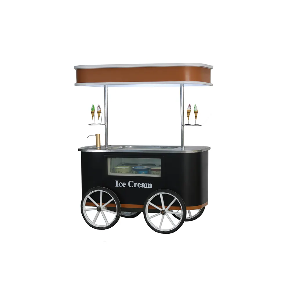 Praia Popular Ice Cream Display Showcase Carrinho para Venda