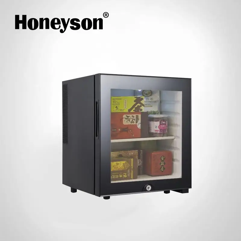 Honeyson nuevo hotel de 30 litros de la puerta de cristal mini bar refrigerador de visualización