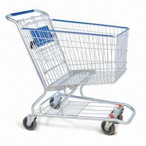 American Type Supermarket Shopping <strong>Trolleys</strong> Coin-<strong>Lock</strong> Mesh Structure Durable Plastic Metal Steel Material - Product Image 2