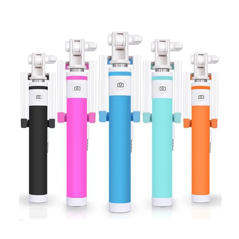 Portable Mini Extendable Wired Handheld Monopod wholesale Selfie Stick for Smartphones