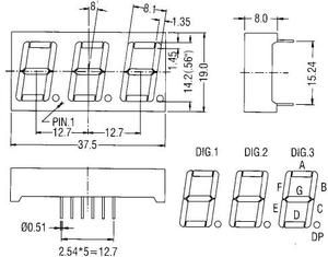 Modulo Display a Led HOUKem 5631 FND blu 0.56 pollici 7 segmento 3 cifre - Product Image 2