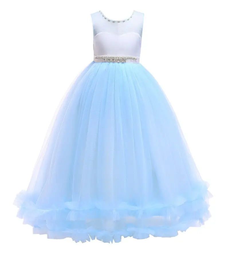 Robe de princesse en dentelle bleue pour adolescentes, tenue de fête, design, pour enfants, nouvelle collection 2018