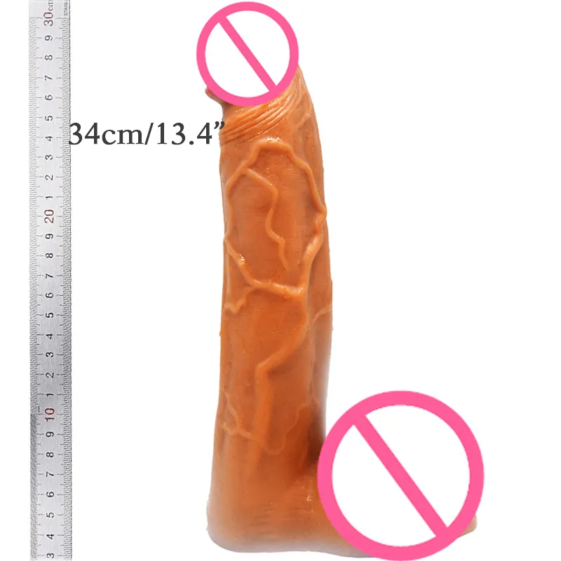 Faak Sex Shop 34cm * 7.2cm Factory Price Hot Fighting Penis Blood Vessel With Strong Suction Cup Super Long Coarse Giant Penis
