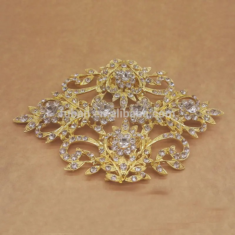 wholesale bulk brooch gold plated large rhinestone brooches women for wedding