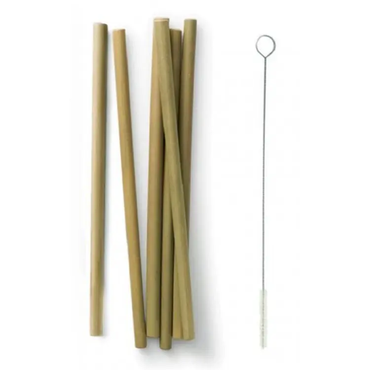 Экологически чистые разлагаемые Натуральные Бамбуковые соломинки для питья в упаковке с чистящей щеткой