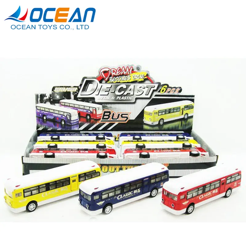 Hot pull back scale model bus toy 6pcs die cast bus toys with light OC0191509