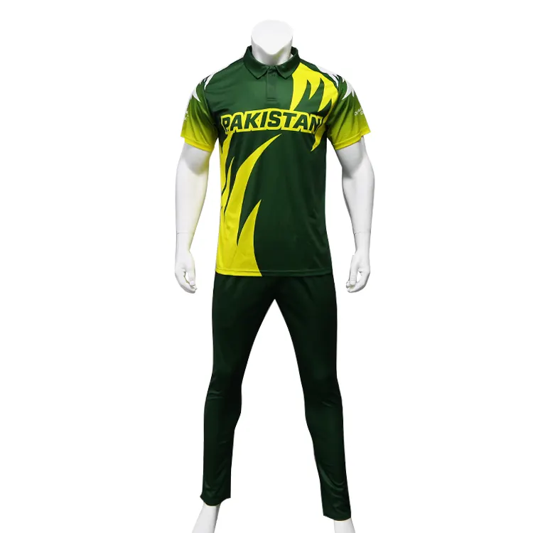 Benutzer definiertes Design muster Sublimiertes grünes Cricket-Trikot