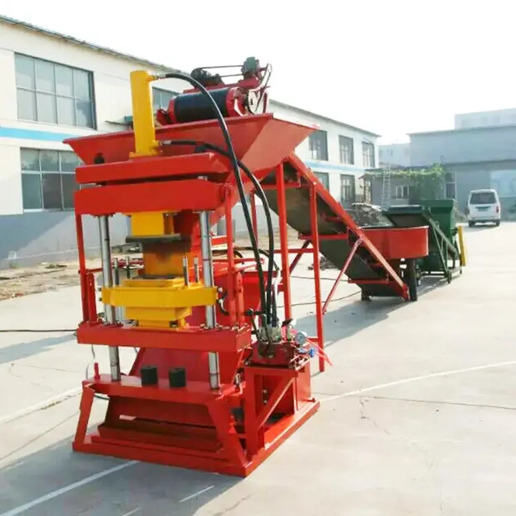 Bán tự động động cơ diesel block and brick making machine ép thủy lực máy gạch