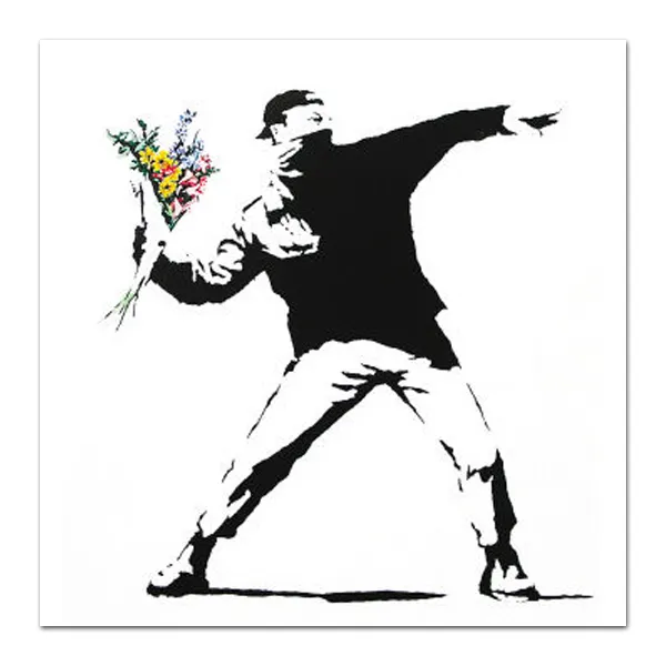 Grote Maat Hand Reproduceren Banksy Canvas Schilderij Voor Online Shop