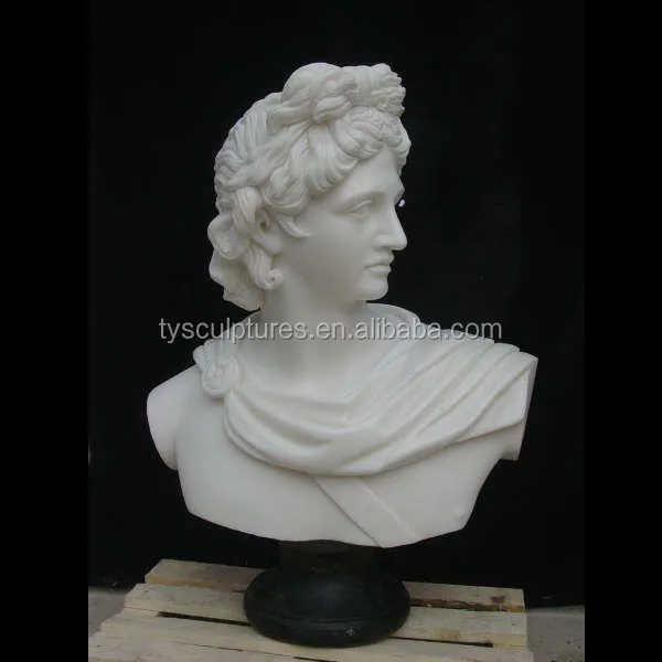 Famosa testa di pietra busto bianco marmo marmo Apollo busto per la decorazione