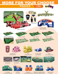 Kunden spezifisches <span class=keywords><strong>Design</strong></span> gelb und schwarz cs Spiel Paintball Hindernisse Aufblasbarer Paintball Bunker für Erfahrung Kampf abgelegt
