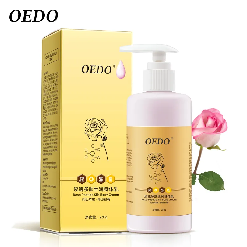OEDO त्वचा की देखभाल प्राकृतिक कार्बनिक गुलाब लोशन पौष्टिक मॉइस्चराइजिंग विरोधी Chapping Whitening पेप्टाइड गुलाब शरीर क्रीम 250 ml