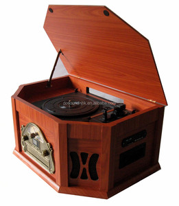 回到60s-Style!木制留声机多转盘 & Jukebox记录AUX输入/CD播放机/AM，FM收音机/盒 - Product Image 4