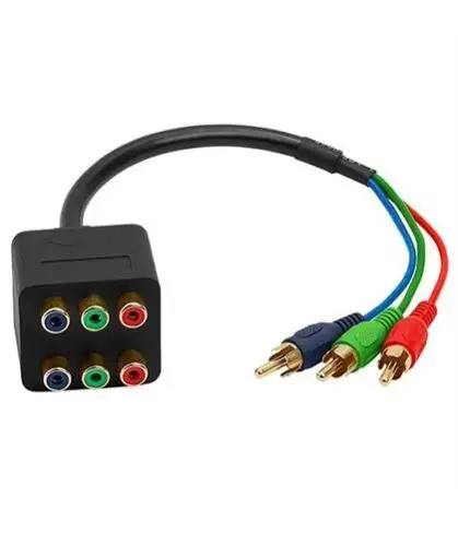 Beste Preis 3-RCA Komponente Video Adapter 1 Stecker auf 2 Weibliche RGB Splitter Kabel YPbPr TV DVD