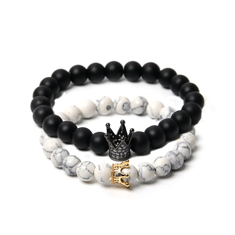 Pulsera de corona blanca y negra para parejas Yinyang, productos más populares 2020