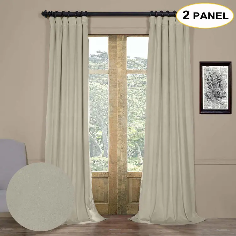Blackout Curtains Panels Window Drapes, Velvet Lined Back Tab Thermal Insulated Custom Ready Made Curtains