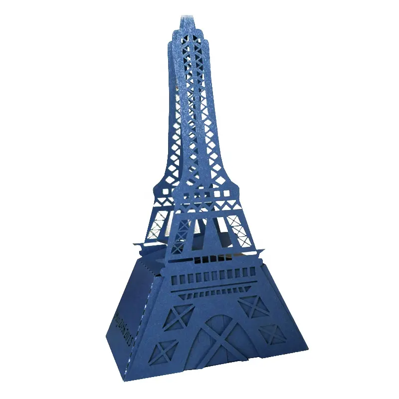 50 Buah Kotak Hadiah Gaya Pernikahan Klasik Potongan Laser Desain Mode Menara Eiffel